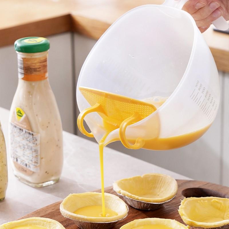 过滤量杯大容量带刻度蛋液塑料打蛋杯鸡蛋烘焙带过滤网厨房淘米碗