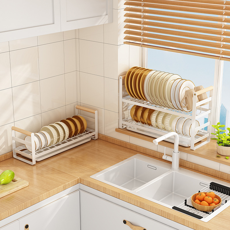 厨房碗盘收纳架沥水碗碟架橱柜内单层小型水槽上方碗碟家用置物架