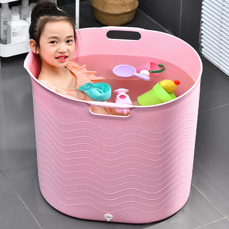 儿童泡澡桶家用圆形宝宝婴儿沐浴桶可坐游泳澡盆全身盆加厚洗澡桶