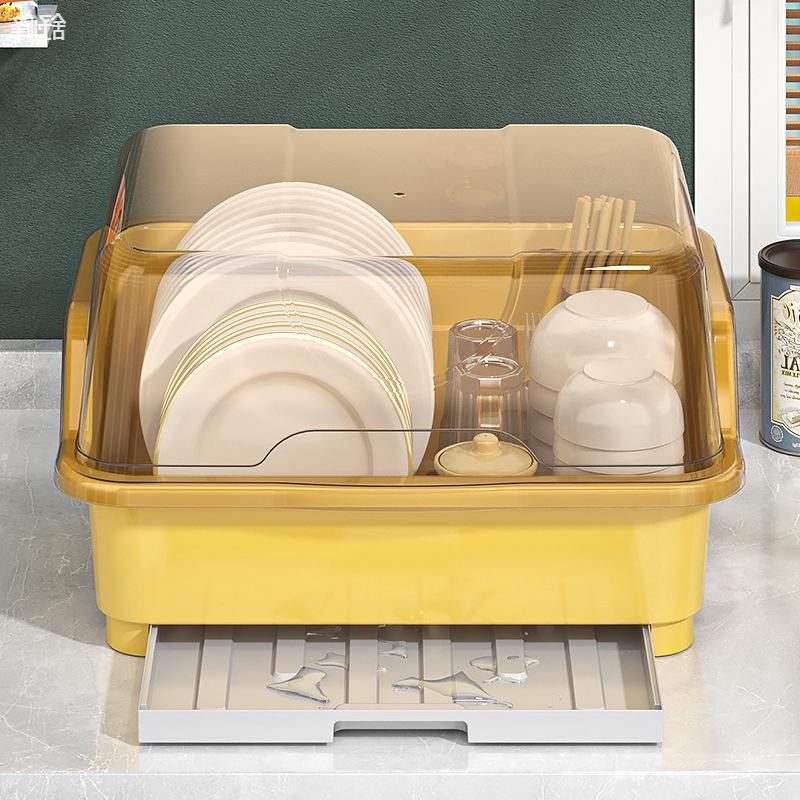 碗筷收纳盒超大容量宝宝餐具收纳箱碗碟沥水架密封防尘防蟑螂碗柜