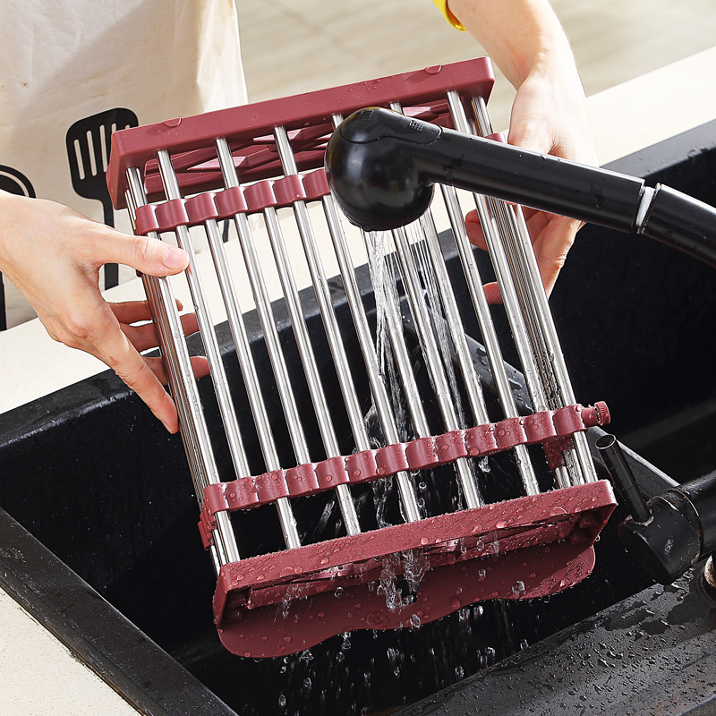 厨房水槽沥水架可伸缩碗碟收纳架沥水篮洗碗水池置物架碗盘滤水架