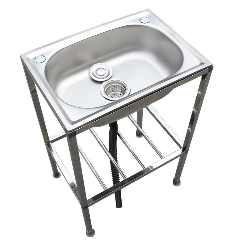 不锈钢洗菜盆单槽带支架洗碗池洗脸盆洗碗槽单盆带架子b