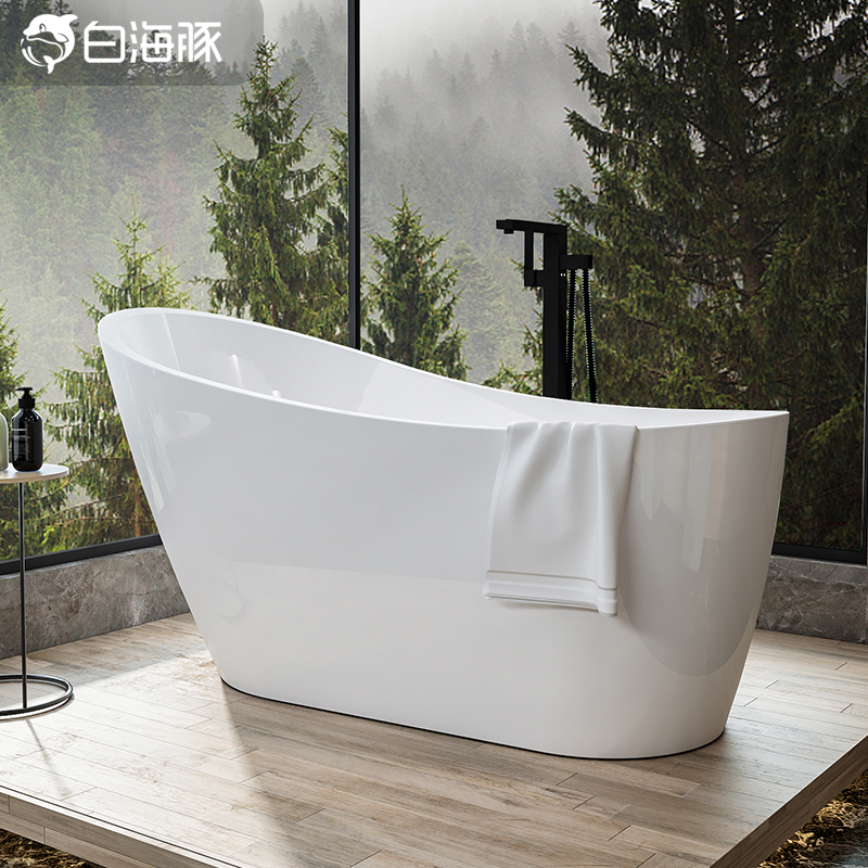 白海豚卫浴卫生间家用浴缸亚克力独立式浴缸小户型浴盆1.3m-1.7米
