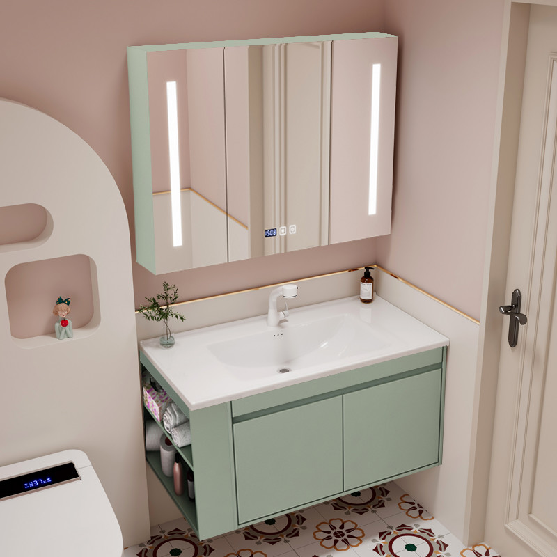 现代简约浴室柜组合陶瓷一体洗脸洗手盆池卫生间卫浴柜洗漱台套装