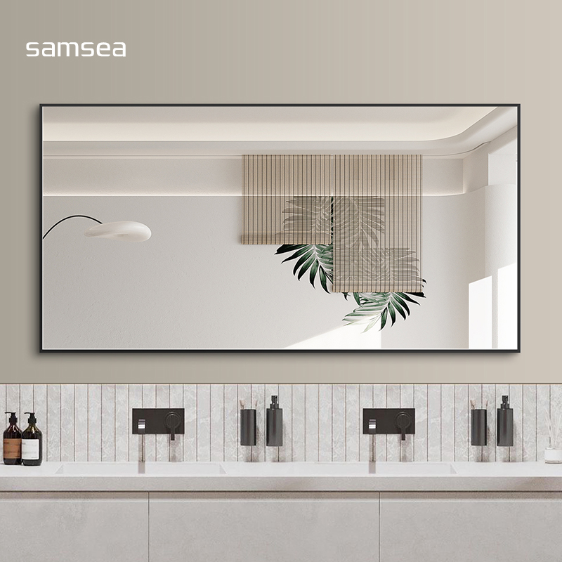 壁挂浴室镜铝框贴墙卫浴镜洗手台厕所化妆镜定制挂墙式卫生间镜子