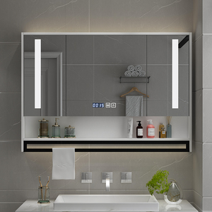 新款智能带灯除雾实木浴室柜镜柜卫生间洗漱台洗手洗脸洗面池盆