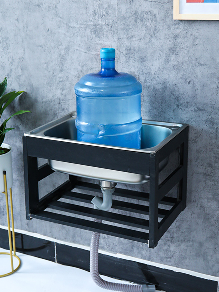 加厚单槽304不锈钢水槽挂墙带铝支架厨房洗菜盆洗碗池简易洗手盆