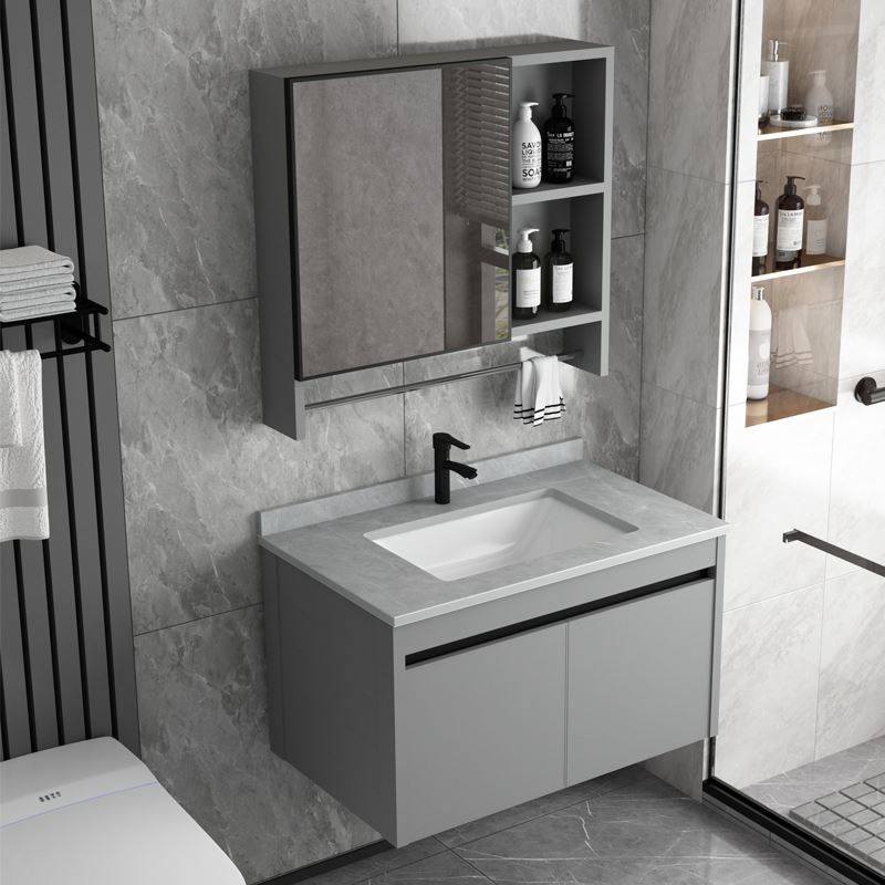 太空铝浴室柜组合陶瓷一体盆卫生间洗脸台小户型简约挂式洗手盆柜