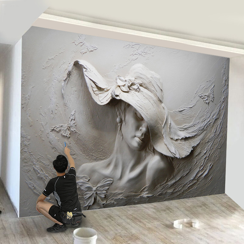 北欧风格墙纸艺术浮雕电视背景墙壁纸2023新款3d立体壁画客厅墙布
