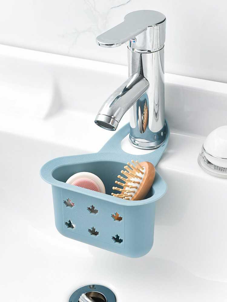 日本厨房水槽沥水篮置物架水龙头洗碗池抹布海绵收纳架塑料小挂y