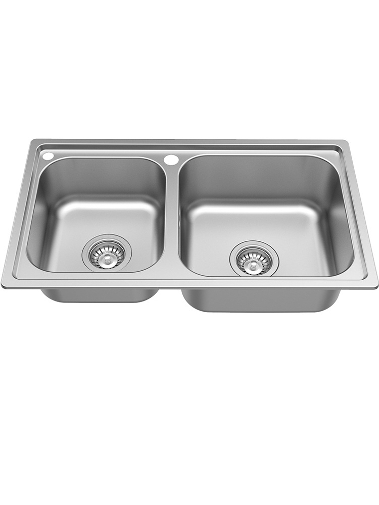 厨房双盆SUS304不锈钢洗菜反向水槽加厚子母水盆左小右大双槽水池