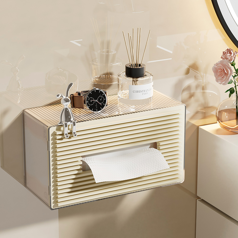 卫生间厕纸盒厕所纸巾盒壁挂式高级感洗手间马桶边置物架放卫生纸