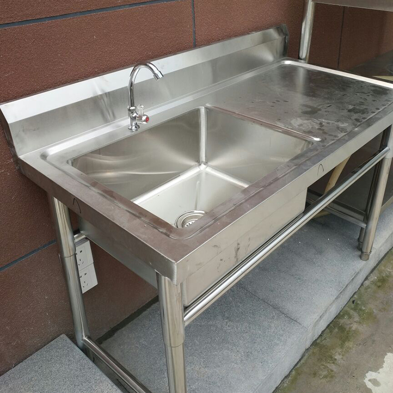 餐厅室内超大菜池挡水不锈钢水槽带支架商用洗菜池整体洗衣盆庭院