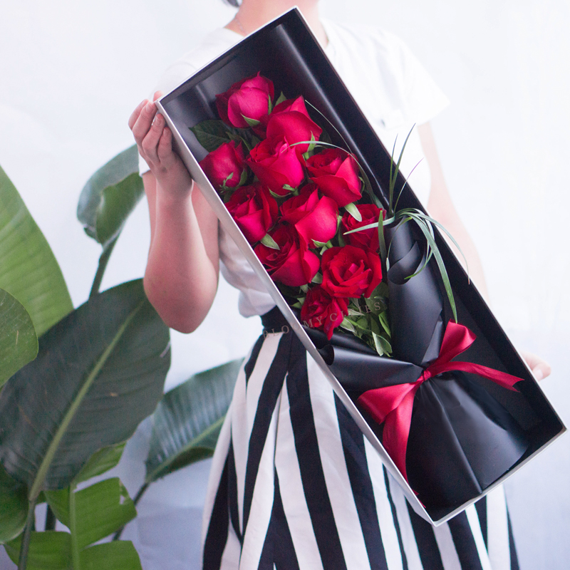 玫瑰花礼盒装花盒花束生日送女友送花情人节七夕鲜花速递同城成都
