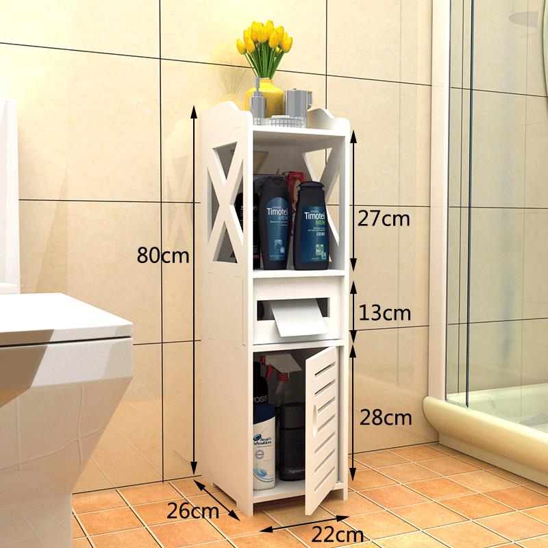 新款卫生间置物架浴室厕所落地式收纳架洗手间马桶边柜用品用具免