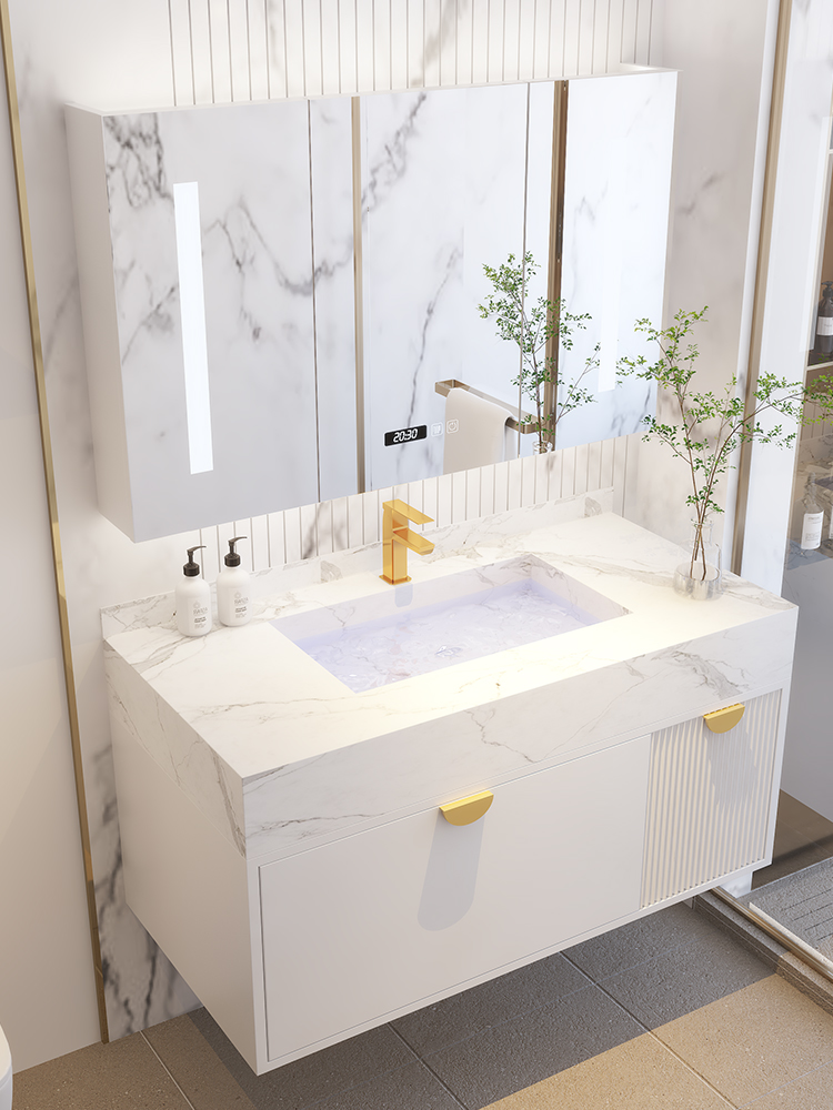 岩板浴室柜组合套装卫生间现代简约洗手池脸面盆卫浴智能镜洗漱台