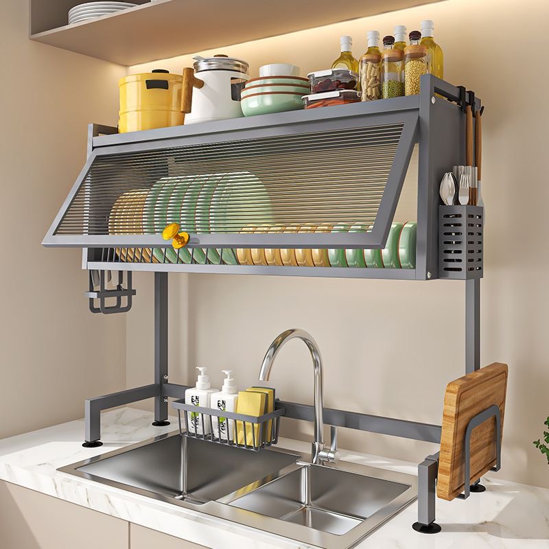 厨房水槽置物架台面洗碗池防尘碗碟筷盘子水槽上多功能柜门收纳架