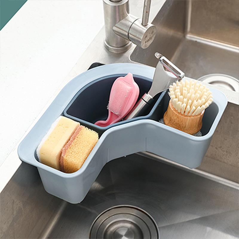 厨房水槽三角沥水篮吸盘水龙头置物架洗碗池水池塑料滤水收纳挂篮