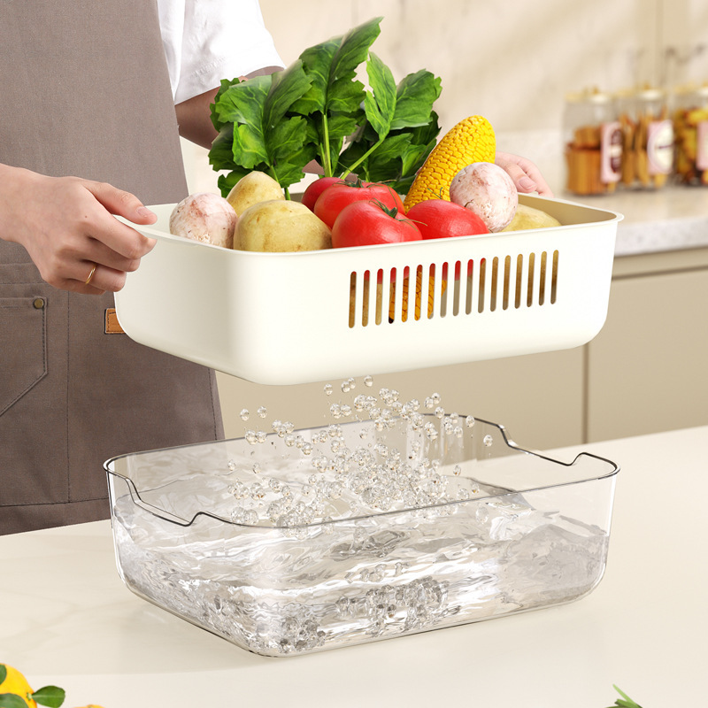 超大号沥水篮双层洗菜盆厨房家用水果盘客厅水槽滤水洗菜篮子果篮