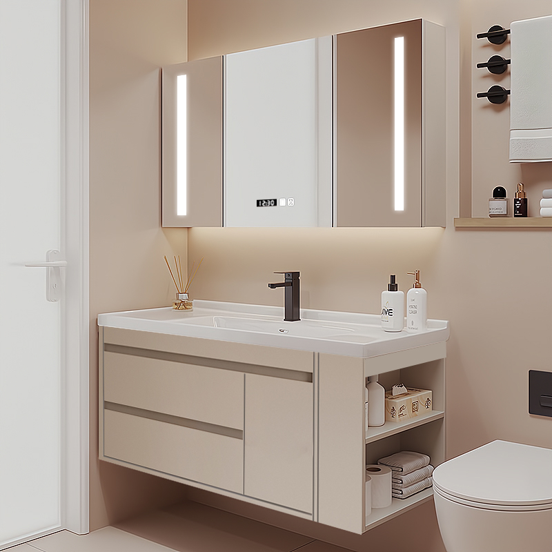 现代简约浴室柜组合陶瓷一体盆卫生间洗脸盆洗手盆轻奢洗漱台套装