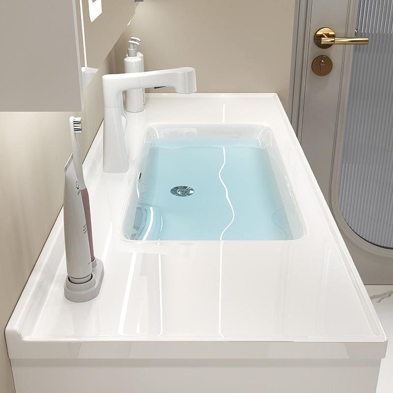 日式原木风陶瓷一体盆浴室柜组合智能现代卫生间洗脸洗手盆洗漱台