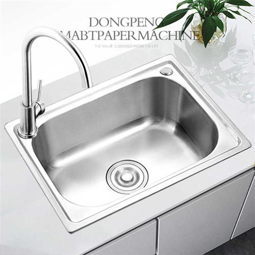 加厚304不锈钢水槽大小拉丝单水槽 厨房洗菜盆洗碗池 一体水盆