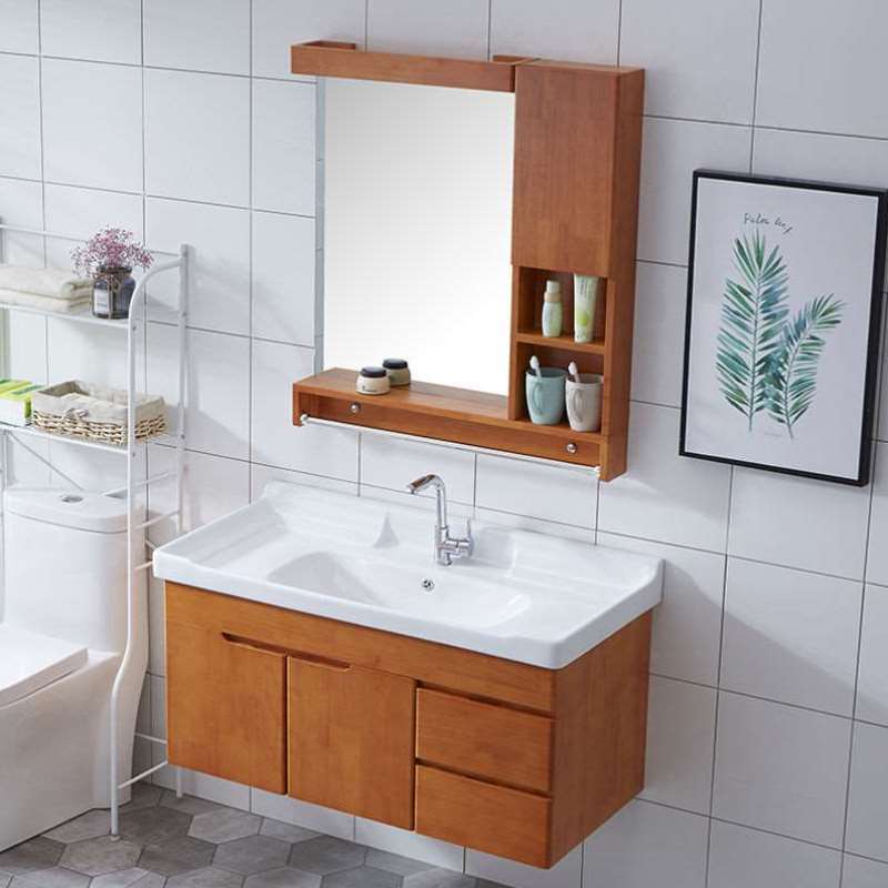 橡木浴室柜组合现代简约卫生间洗手洗脸盆柜小户型洗漱台盆卫浴柜