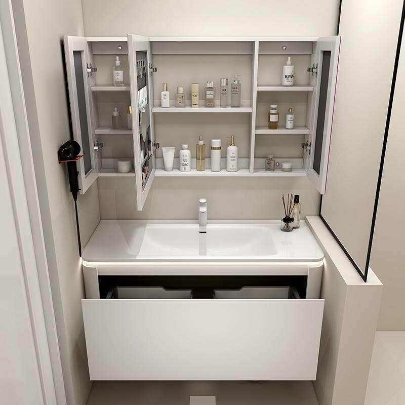 高端橡木烤漆陶瓷一体盆浴室柜组合现代简约卫生间洗漱台洗脸盆柜