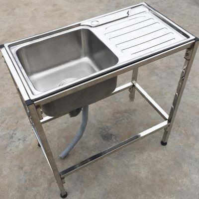 厨房H767961加30不4锈钢水槽台面一体单盆槽带支架厚洗碗盆洗菜洗