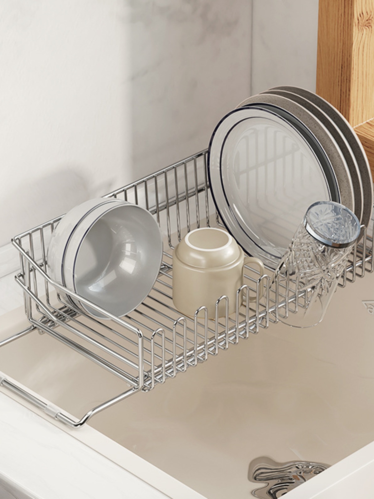 干洗菜盆置物架沥水架伸缩4厨房不锈钢水槽30沥滤网碗碟收纳架