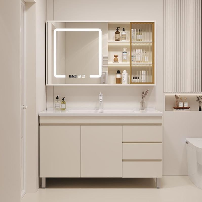 简约智能浴室柜组合洗手洗脸盆柜卫生间陶瓷一体盆洗手池挂墙式