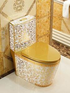 家用抽水金色马桶创意彩色座便器超漩式节水小户型防臭陶瓷坐便