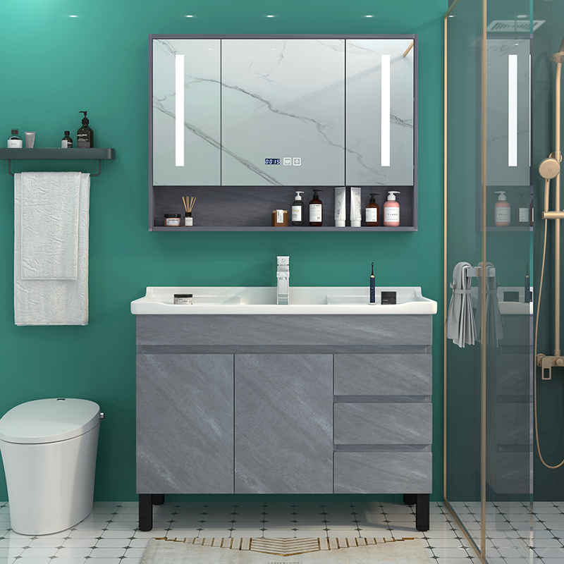 适用九牧᷂北欧实木浴室柜组合现代简约洗脸洗手台盆小户型卫生间