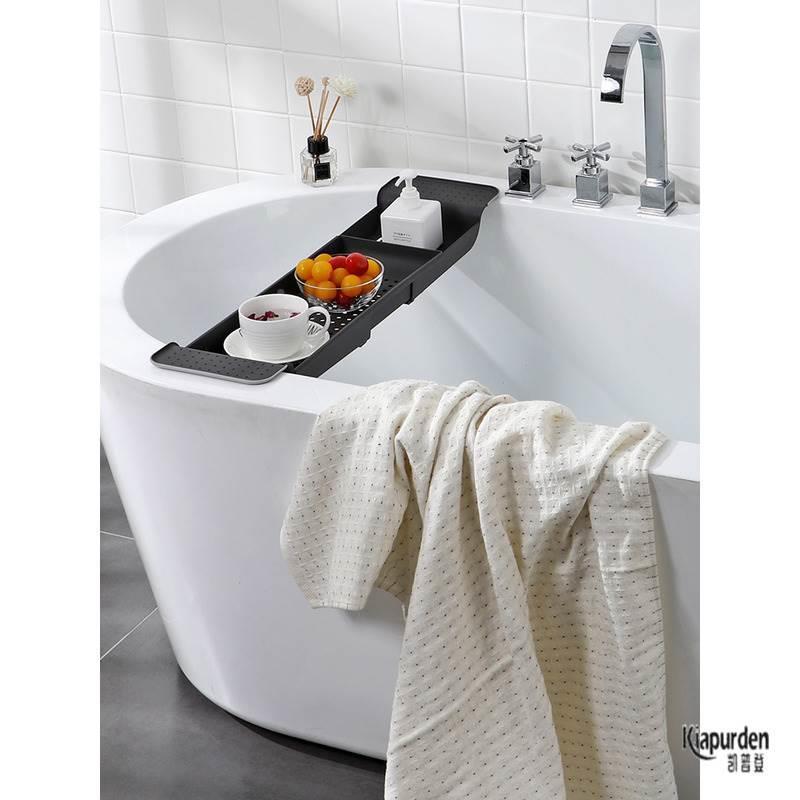 。浴缸可伸缩沥水塑料置物架卫生间浴室泡澡多功能防滑红酒收纳架