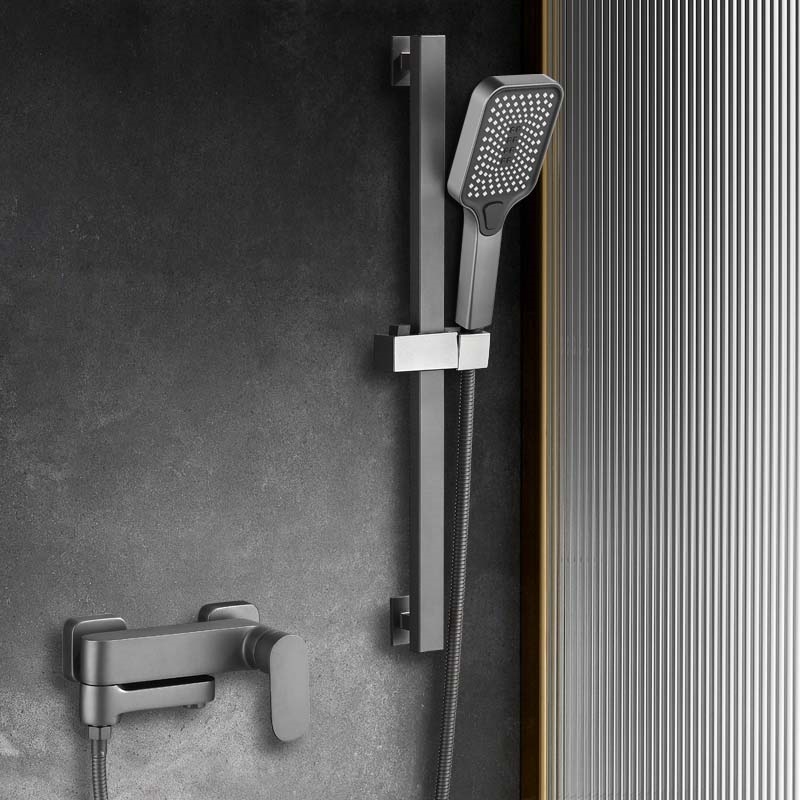 枪灰色淋浴花洒套装极简易卫生间浴室家用全铜分体式增压头沐浴器