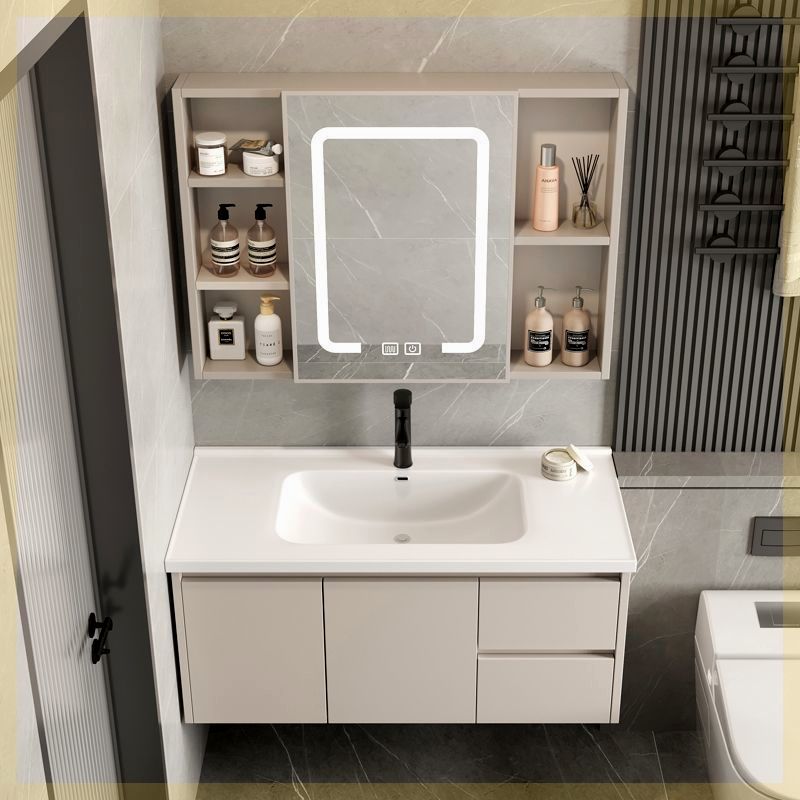 新款卡科摩斯奶油风太空铝浴室柜洗脸盆柜组合卫生间洗手台盆陶瓷