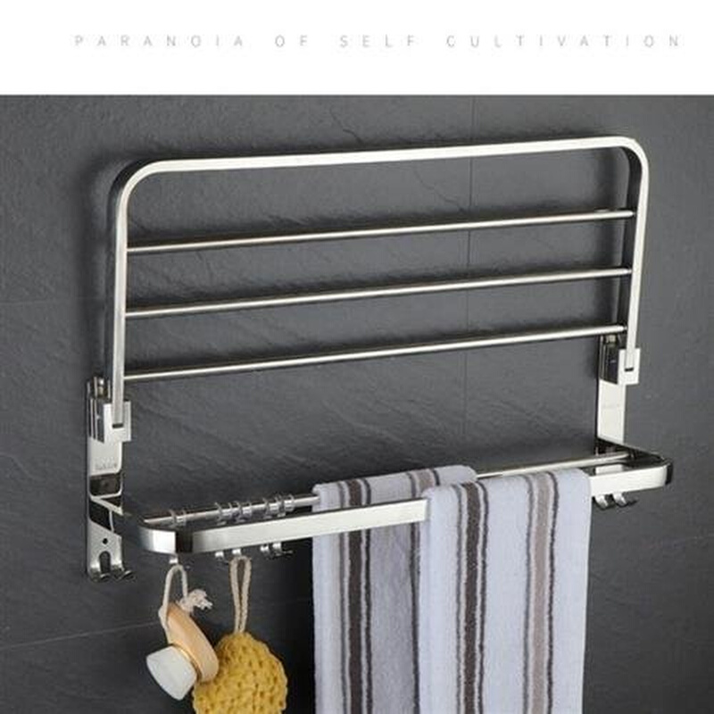 304不锈钢毛巾架卫生间置物架毛巾杆浴室浴巾架毛巾架免打孔墙挂