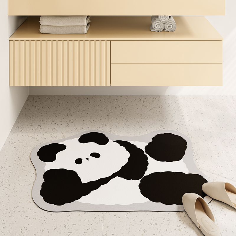 熊猫花花浴室吸水垫卫生间厕所门口脚垫硅藻泥地垫地毯卫浴防滑垫