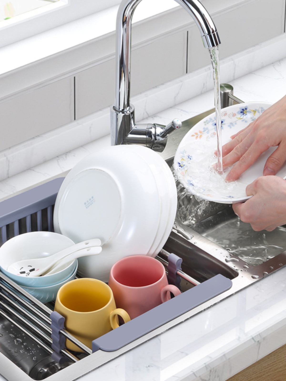 厨房水槽方型置物架洗碗沥水篮吸盘式洗菜盆过滤水池抹布收纳挂篮