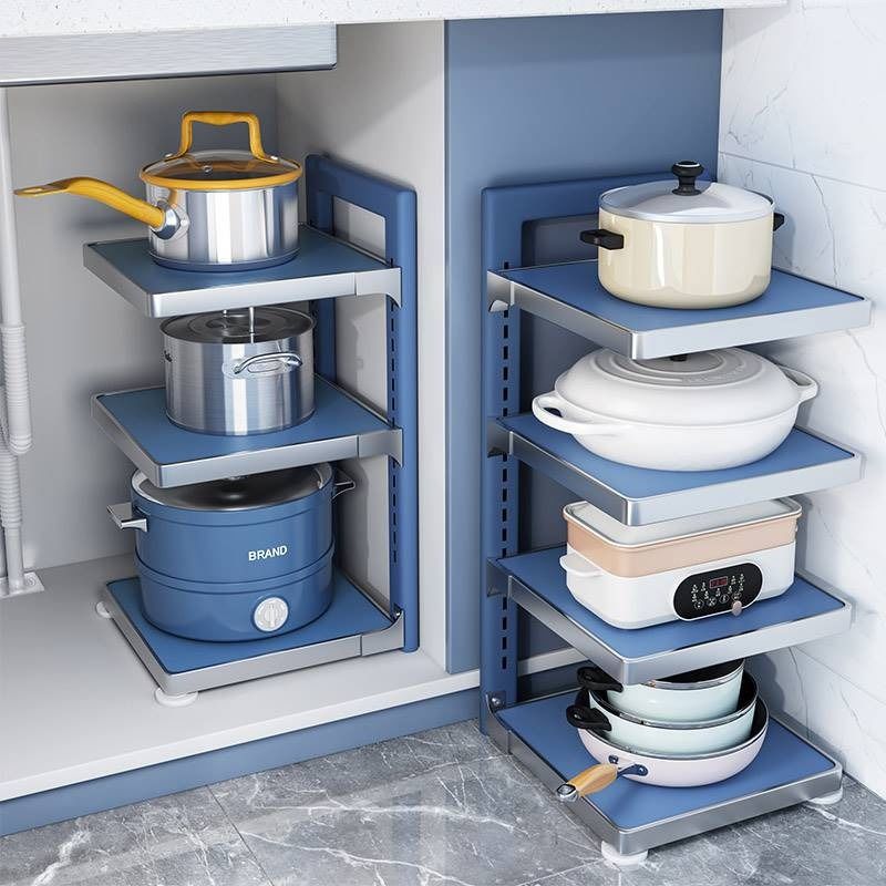 厨房置物架家用台面锅具碗碟收纳架多功能下水槽放锅架多层配菜架