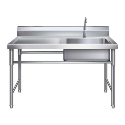 新款商用不锈钢水槽带支架厨房单槽双槽水池洗碗洗菜洗手盆带平台