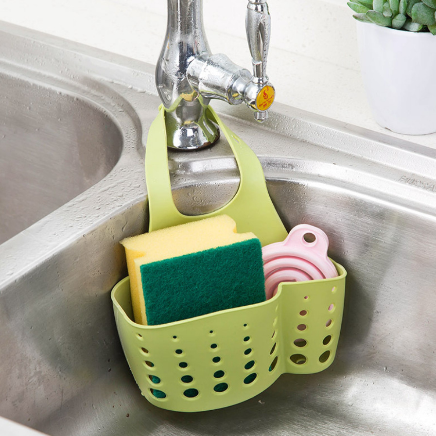 厨房水槽可挂式过滤筐洗碗具收纳置物架可调节按扣挂篮沥水篮