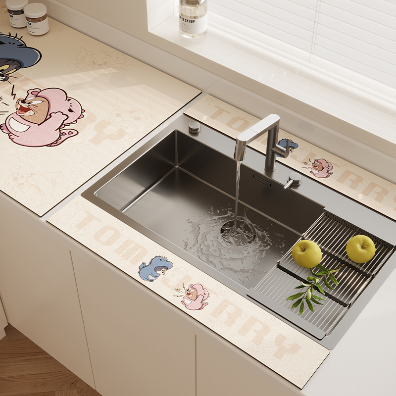 厨房水龙头沥水垫吸水垫长条窄边卫生间台面硅藻泥挡水条浴室杯垫