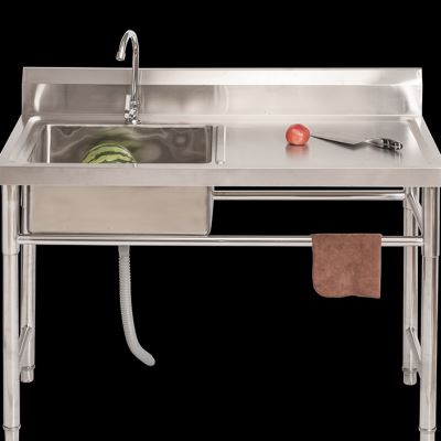不锈钢水槽洗菜盆台面一体带支架平台单双洗手水池厨房商用淘菜盆