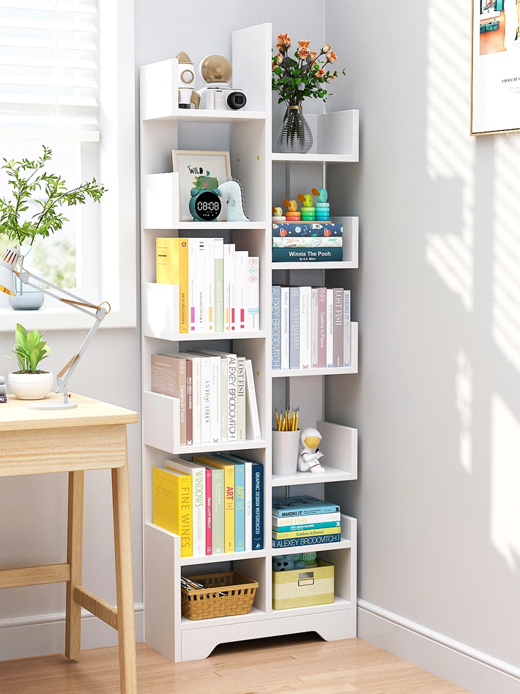 网红书柜一体靠墙简易儿童书架落地小型置物架简约现代家用家用收