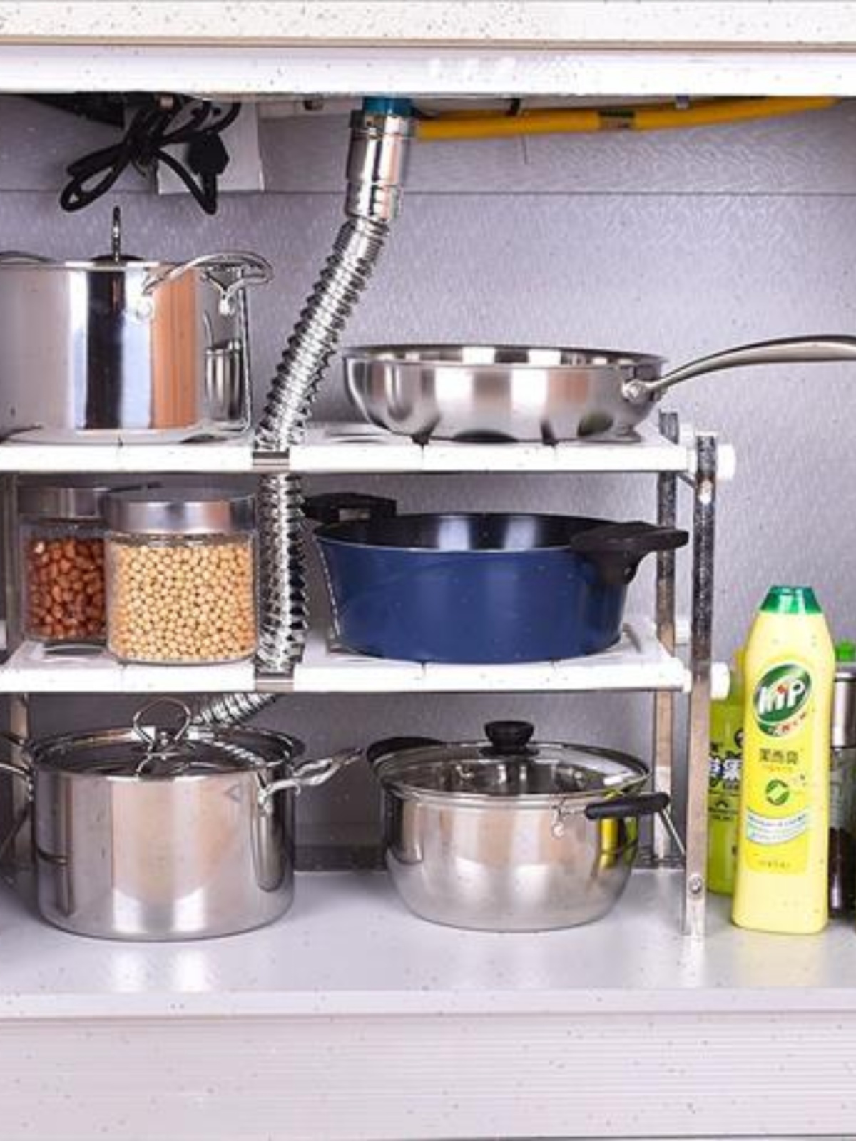 厨房下水槽置物架304不锈钢可伸缩落地橱柜多层收纳洗碗台储物锅