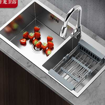 新款大尺寸水池加厚手工304不锈钢水槽家用洗菜盆双槽商用厨房洗