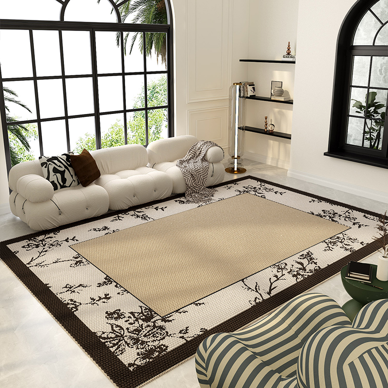 赫艺原创设计地毯客厅房间卧室地垫沙发茶几法式垫轻奢高级奶油风
