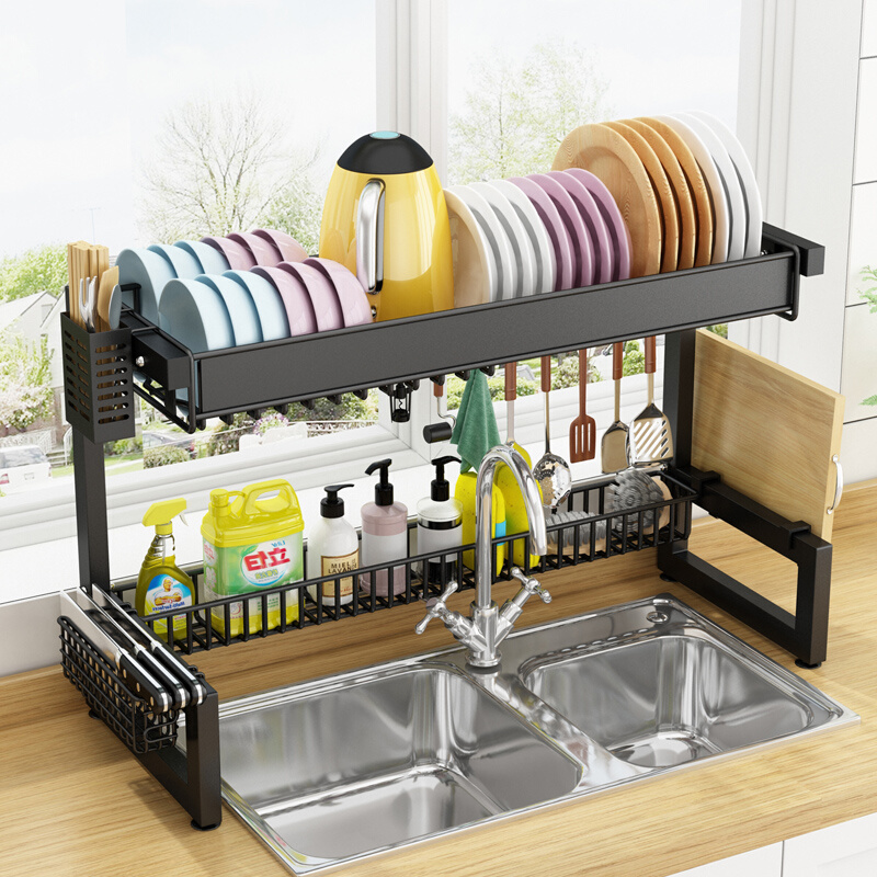 厨房置物架碗架沥水架放碗筷碗碟沥碗柜收纳盒伸缩水槽洗水池上方