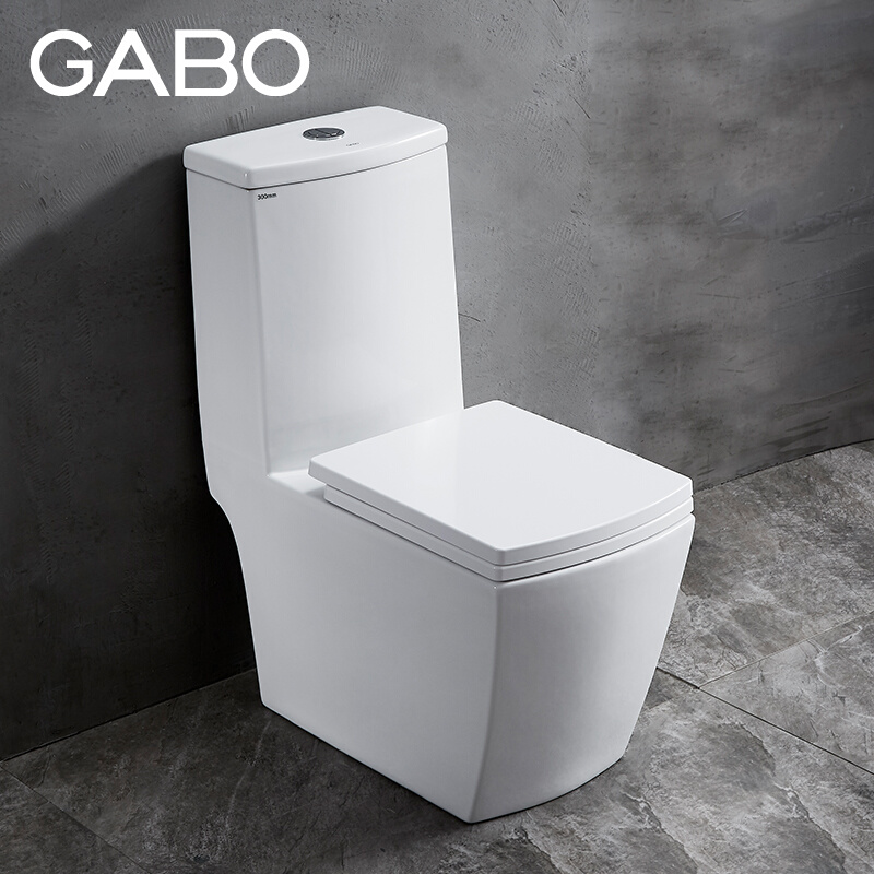 QC观博GABO家用普通坐便器地排水连体式陶瓷马桶卫浴座便器10007